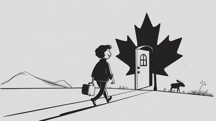 a woman with a suitcase moving to Canada